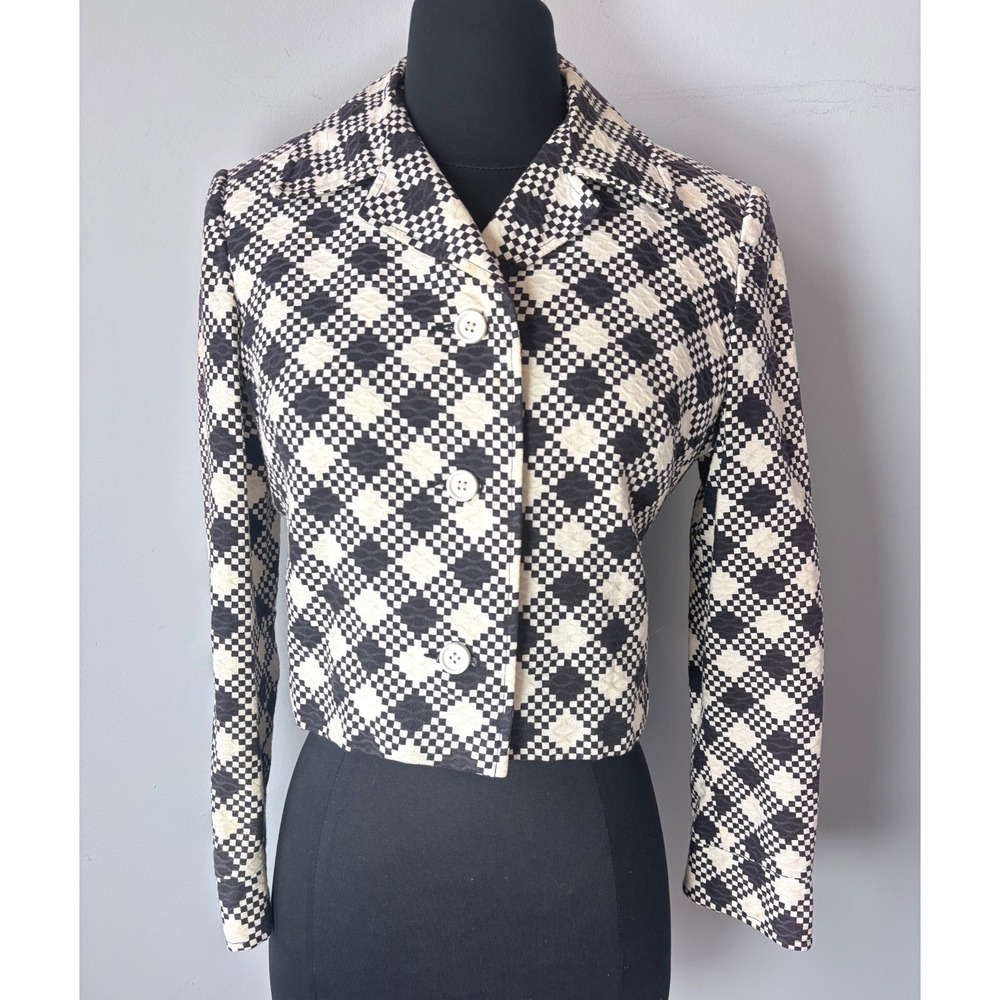 Vilano by Gerardo Livernese VINTAGE Black White Checkerboard Jacket Blazer